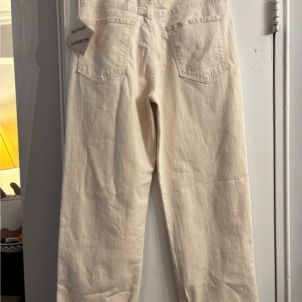 New Mother Superior Off White cre Spitfire Ankle Cuff Wide Jeans 30 $ 238 - Picture 2 of 7